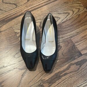 Bruno Magli Black Heels Elegant Suede Slip-On